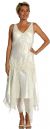 V-Neck Beaded Silk Mother of the bride Dress with Jacket in Ivory color